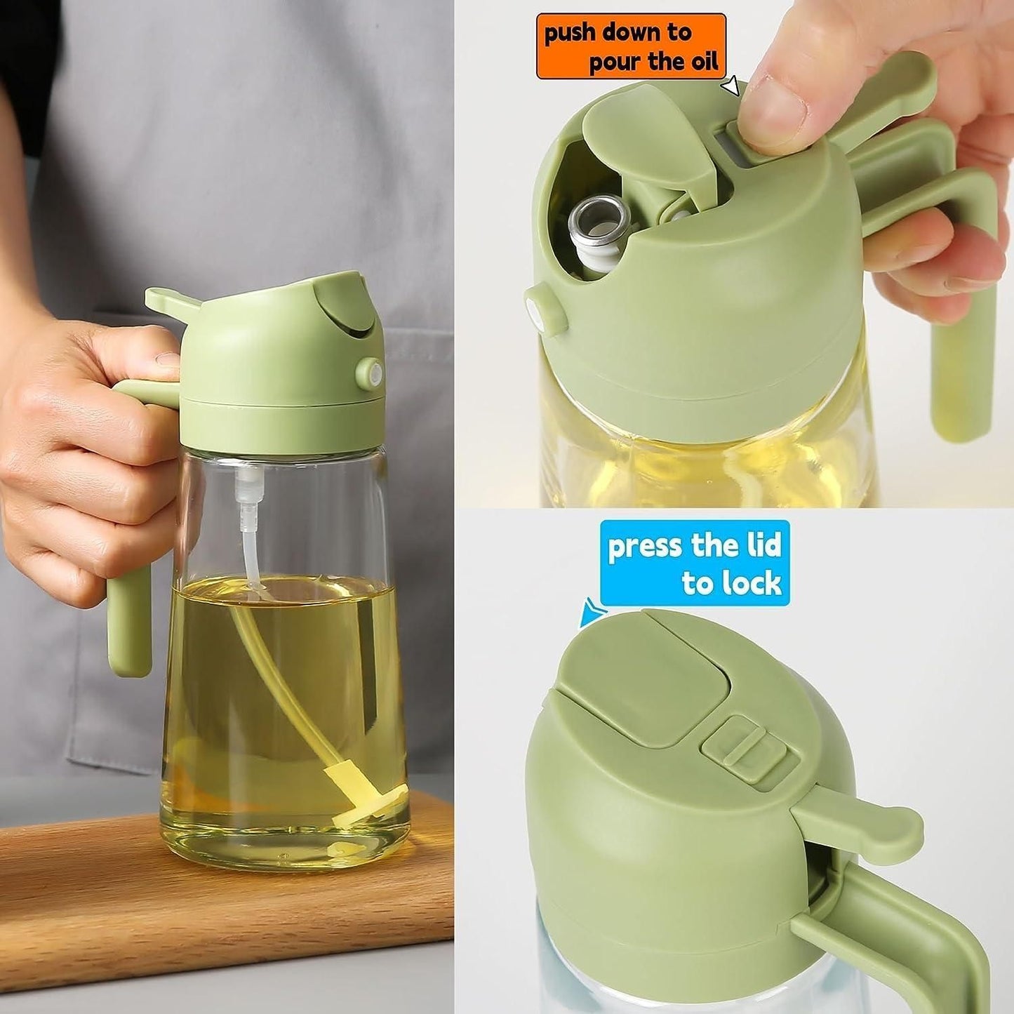 2-in-1 500ml Oil Dispenser - Spray and Pour Design