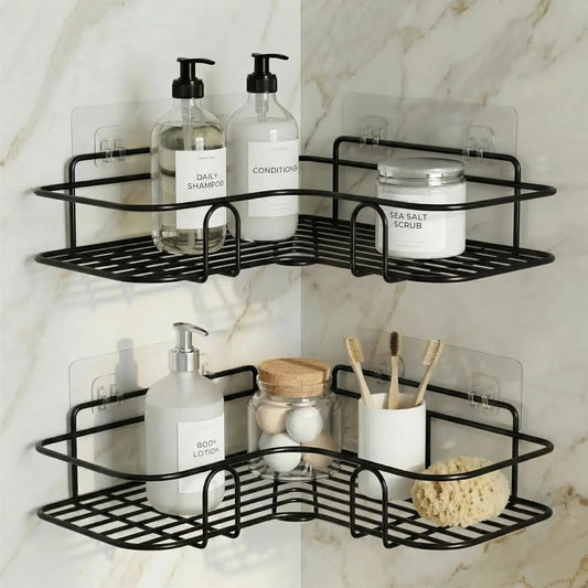 Bathroom Corner Organizer Rack with Strong Self-Adhesive Stickers