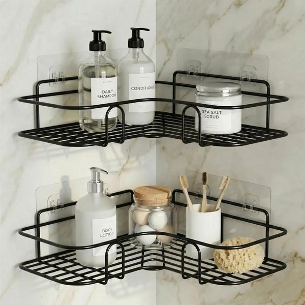 Bathroom Corner Organizer Rack with Strong Self-Adhesive Stickers