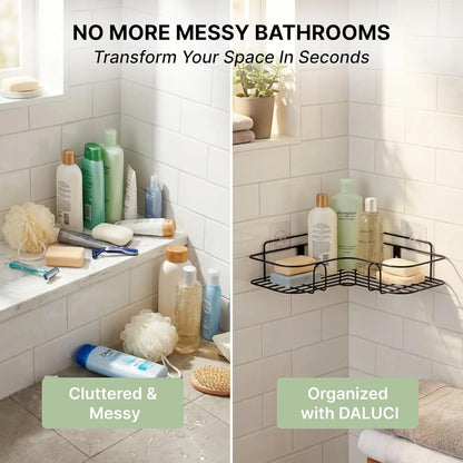 Bathroom Corner Organizer Rack with Strong Self-Adhesive Stickers